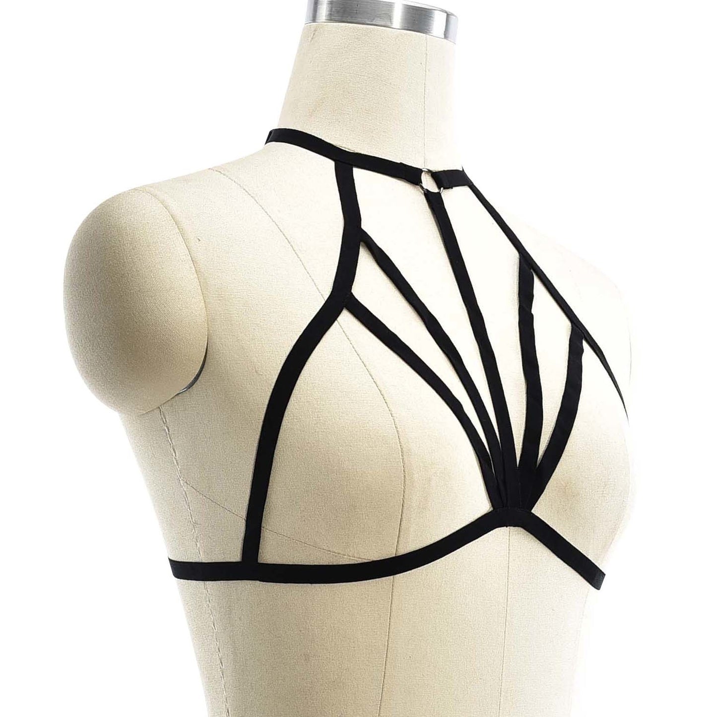 Strapy Strappy Bra White Black Body Harness Lingerie