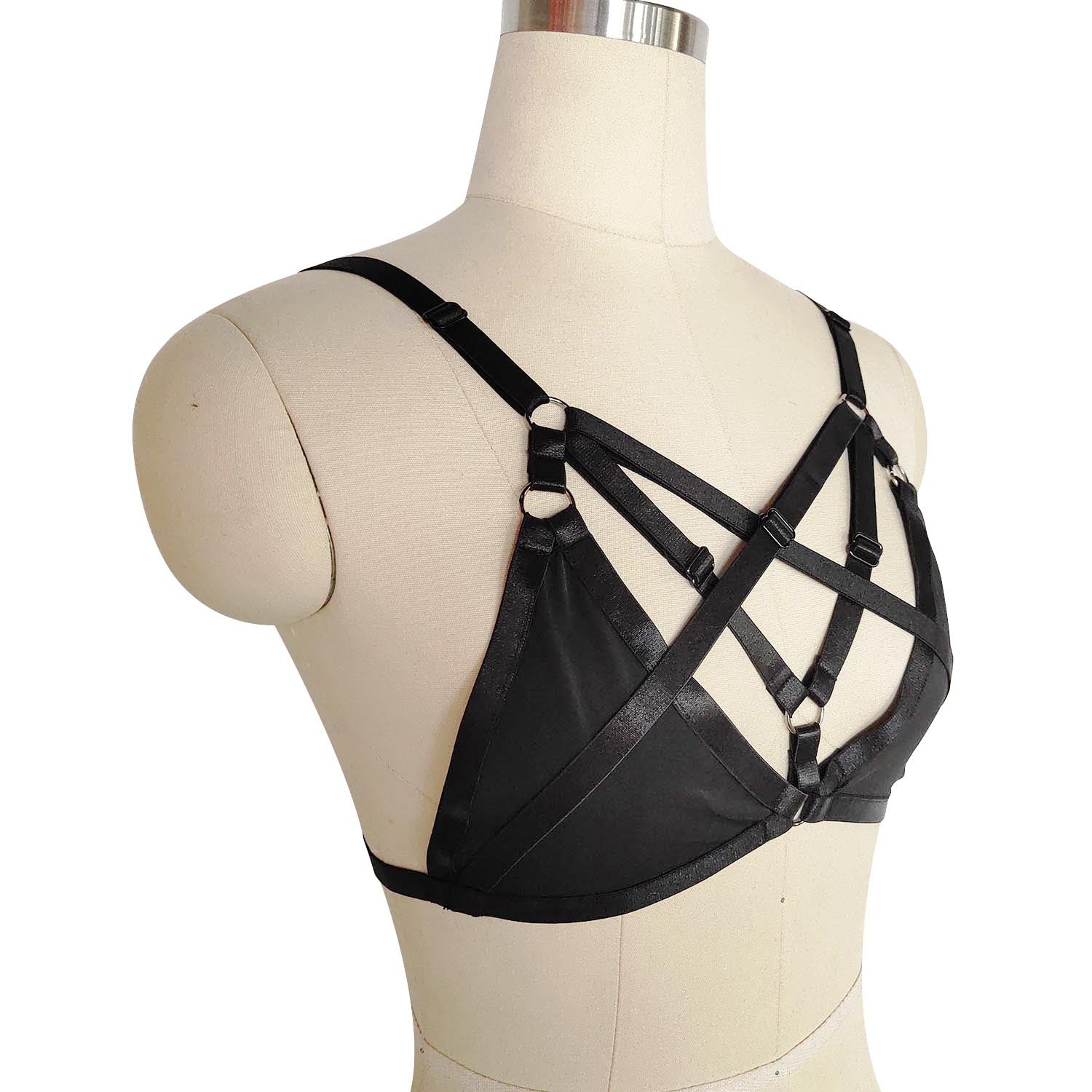 Submissive Bra for Sexy Chubby Black Body Harness Lingerie