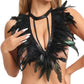 Submissive Bra for Sexy Chubby Black Body Harness Lingerie Feather Bra