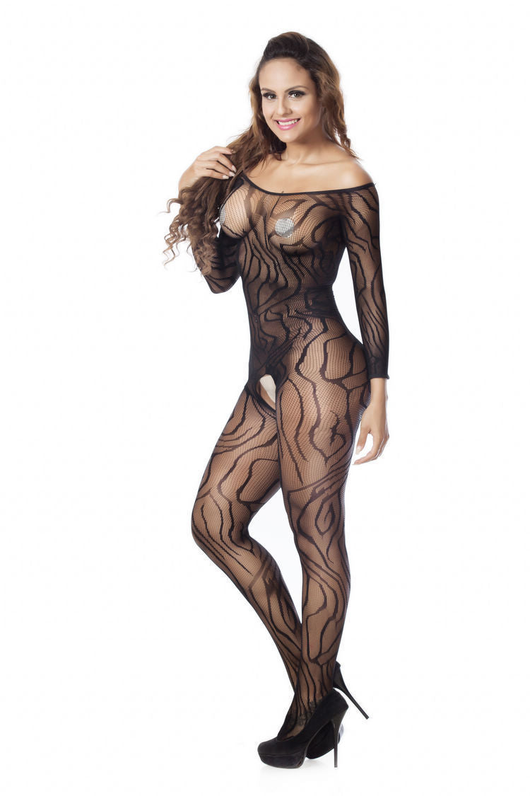 Submissive Lace Bodystocking Wife Sheer Mesh Lingerie Crotchless Bodysuit