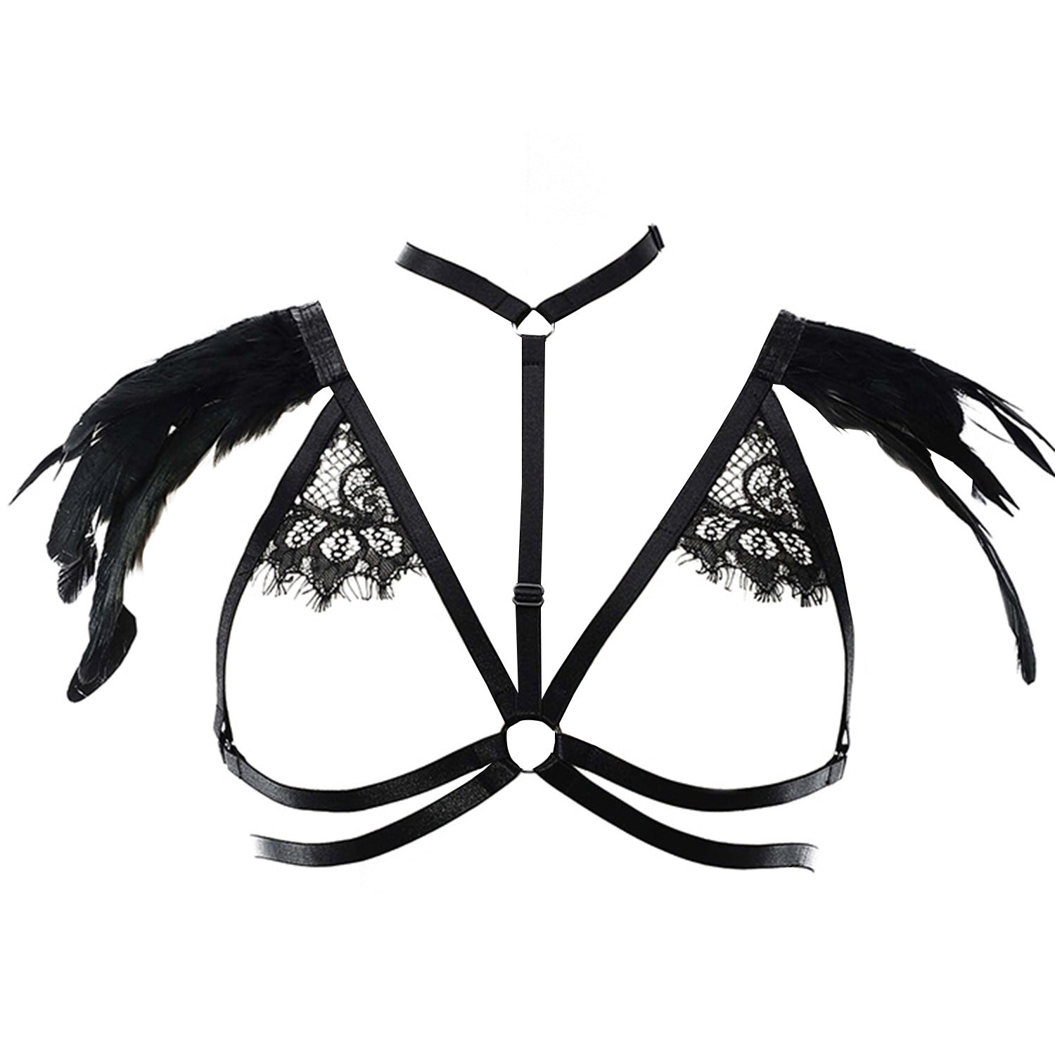 Submissive Sexy Bra Chubby Bondage Harness Lingerie Feather Bra