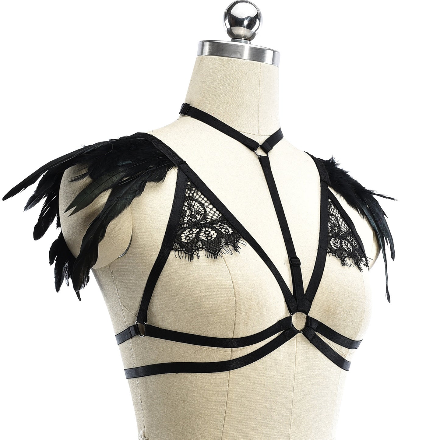 Submissive Sexy Bra Chubby Bondage Harness Lingerie Feather Bra