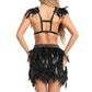 Submissive Sexy Lingerie Set Revealing Body Harness Lingerie Feather Skirt