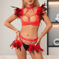 Submissive Sexy Lingerie Set Revealing Body Harness Lingerie Feather Skirt