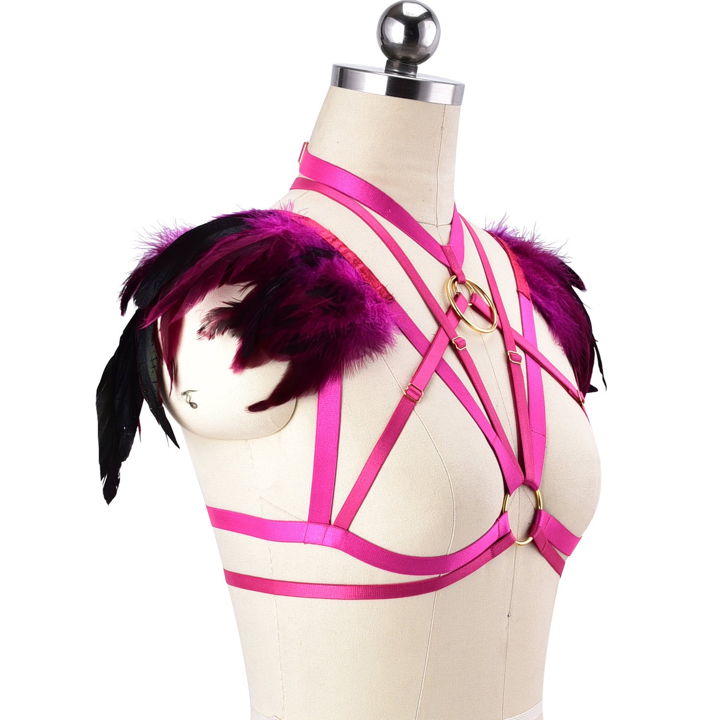 Submissive Sexy No Bra Chubby Body Harness Lingerie Feather Bra