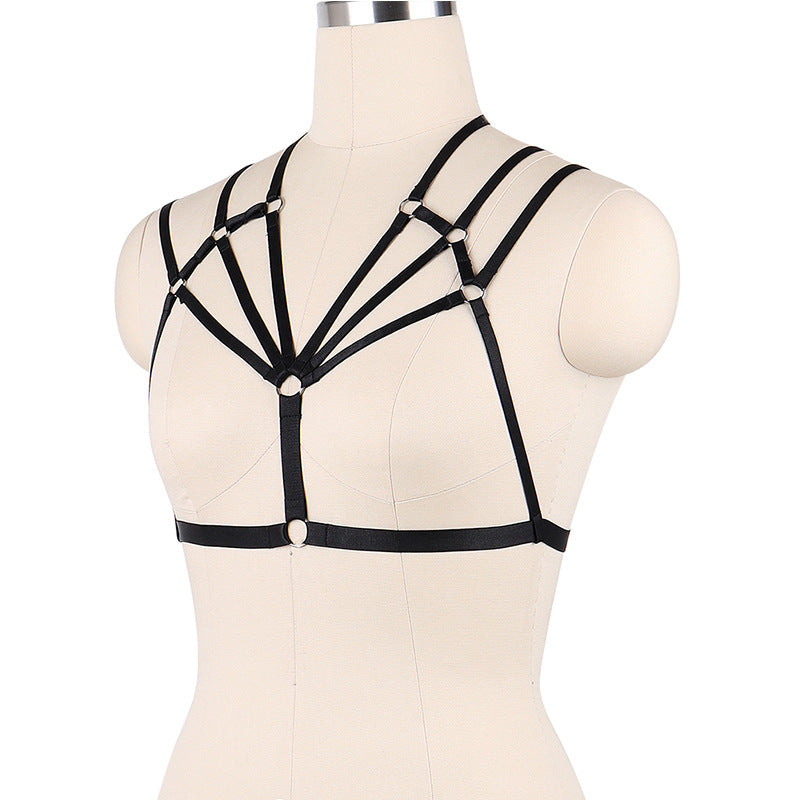 Submissive Strappy Bra Chubby Black Body Harness Lingerie