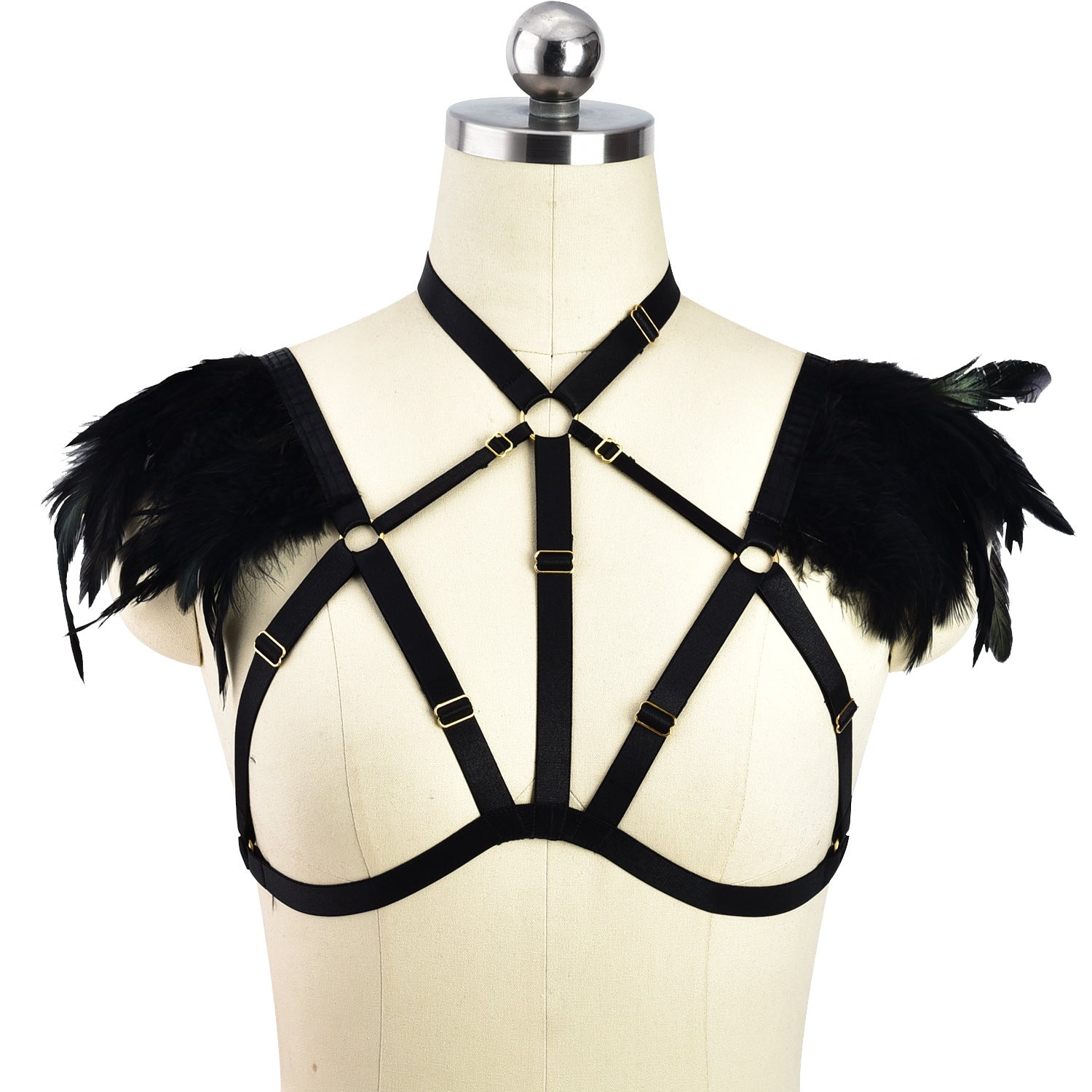 Submissive Strappy Bra Chubby Sexy Harness Lingerie Feather Bra