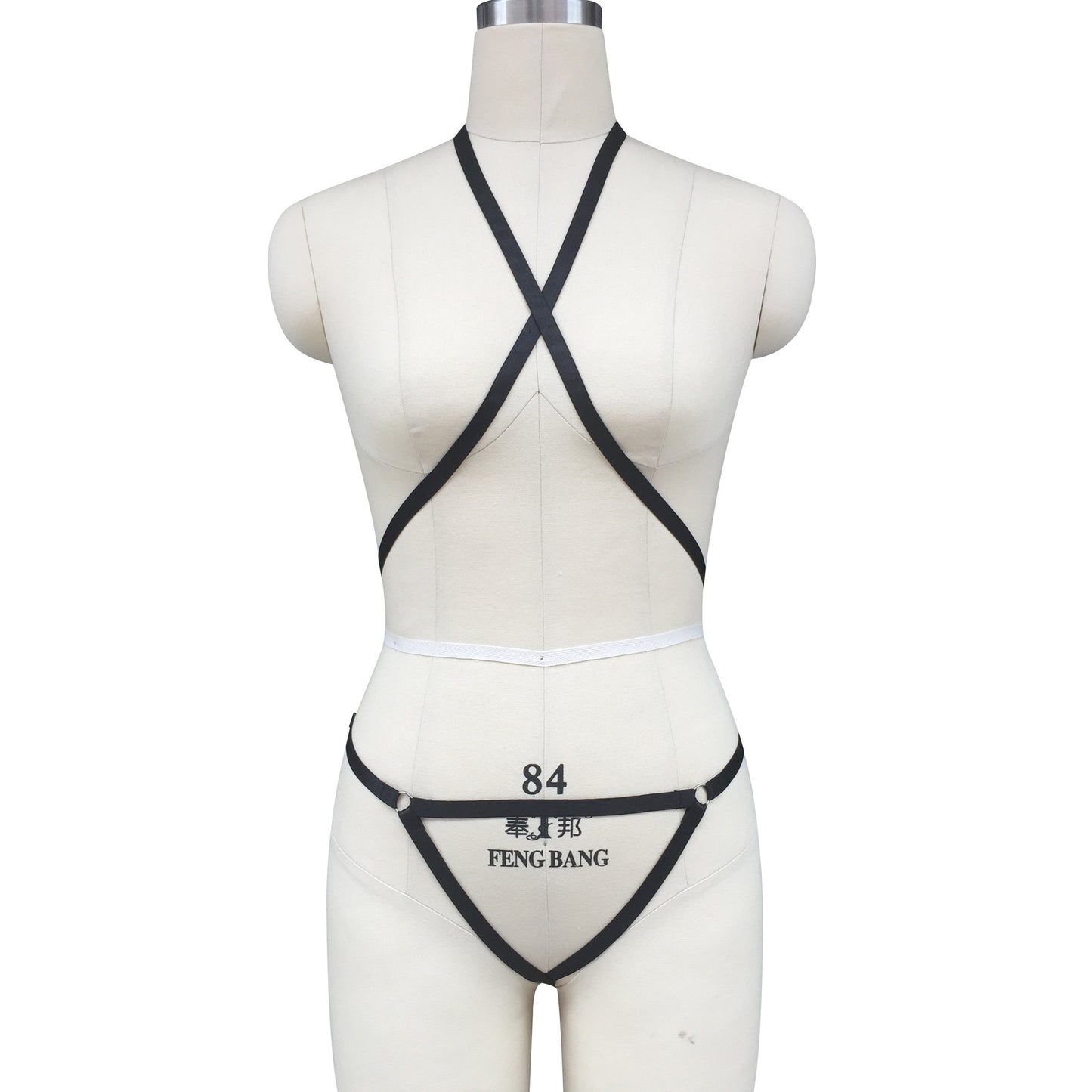 Submissive White Bodysuit Nasty Sexy Harness Lingerie Revealing Teddy