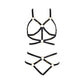 Submissive Womens Black Bodysuit Hot Strappy Harness Lingerie Chubby Teddy