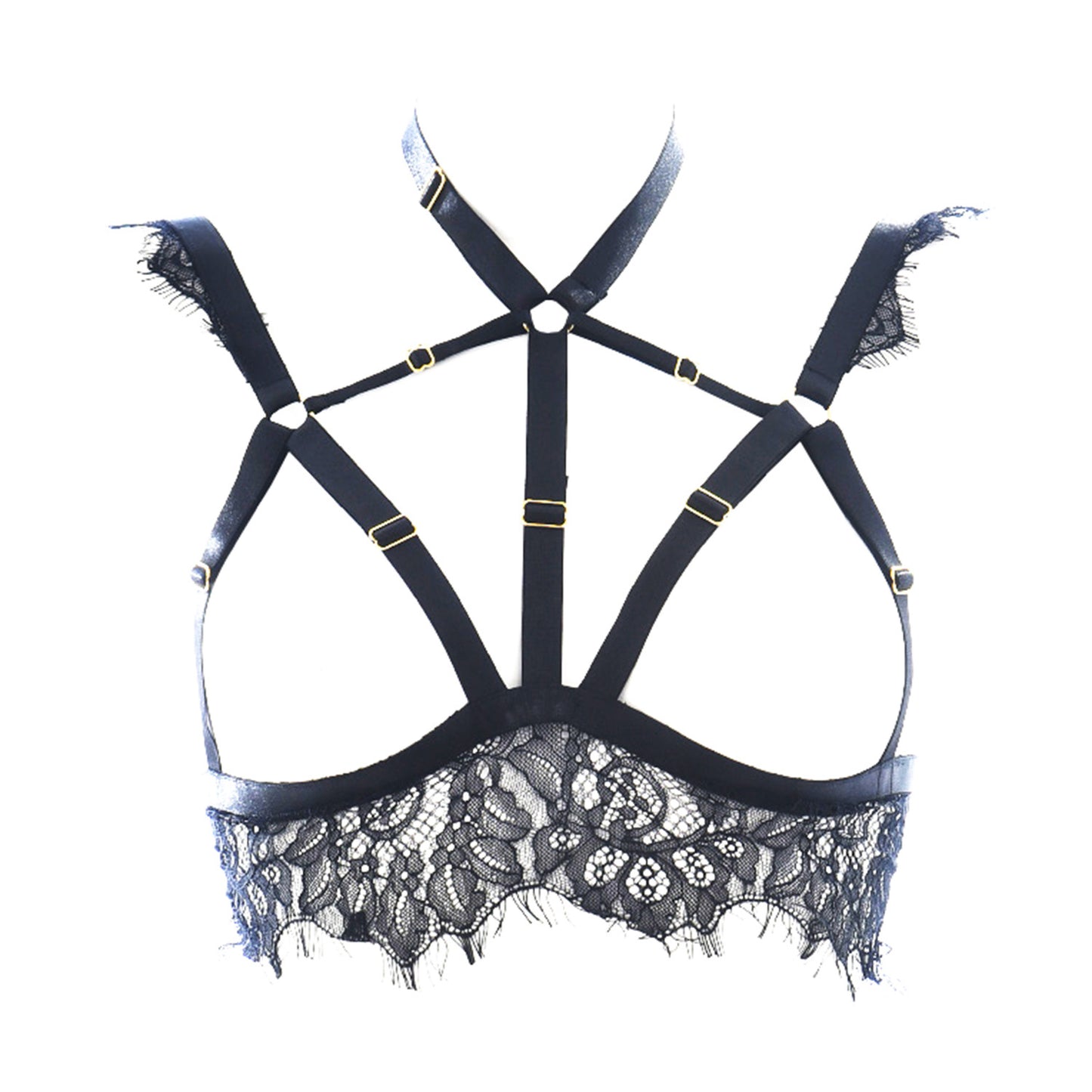 White Bra for Sexy Strapy Black Body Harness Lingerie