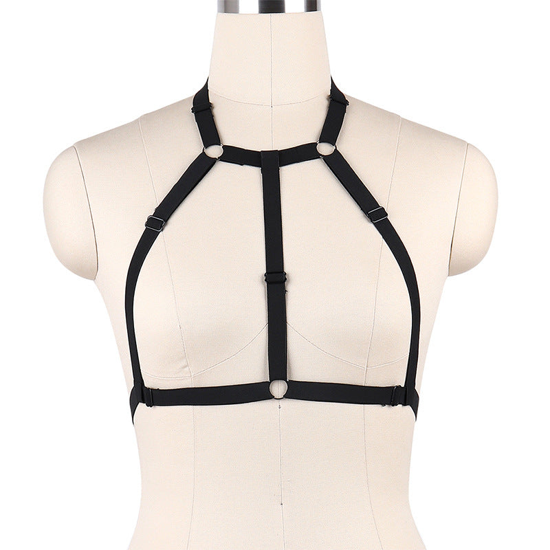 White Bra for Sexy Strapy Black Body Harness Lingerie