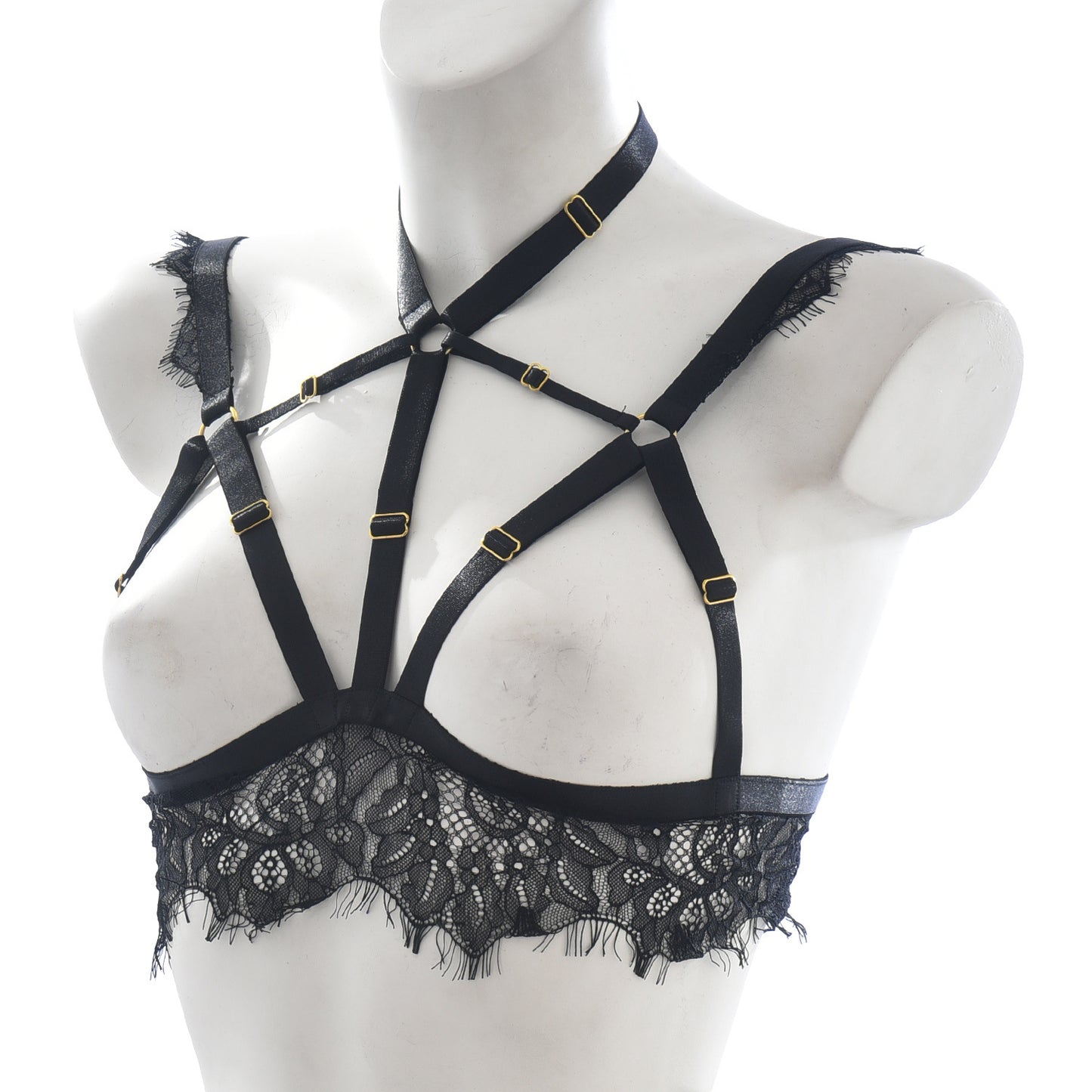 White Bra for Sexy Strapy Black Body Harness Lingerie