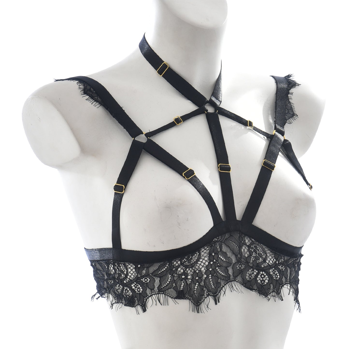 White Bra for Sexy Strapy Black Body Harness Lingerie