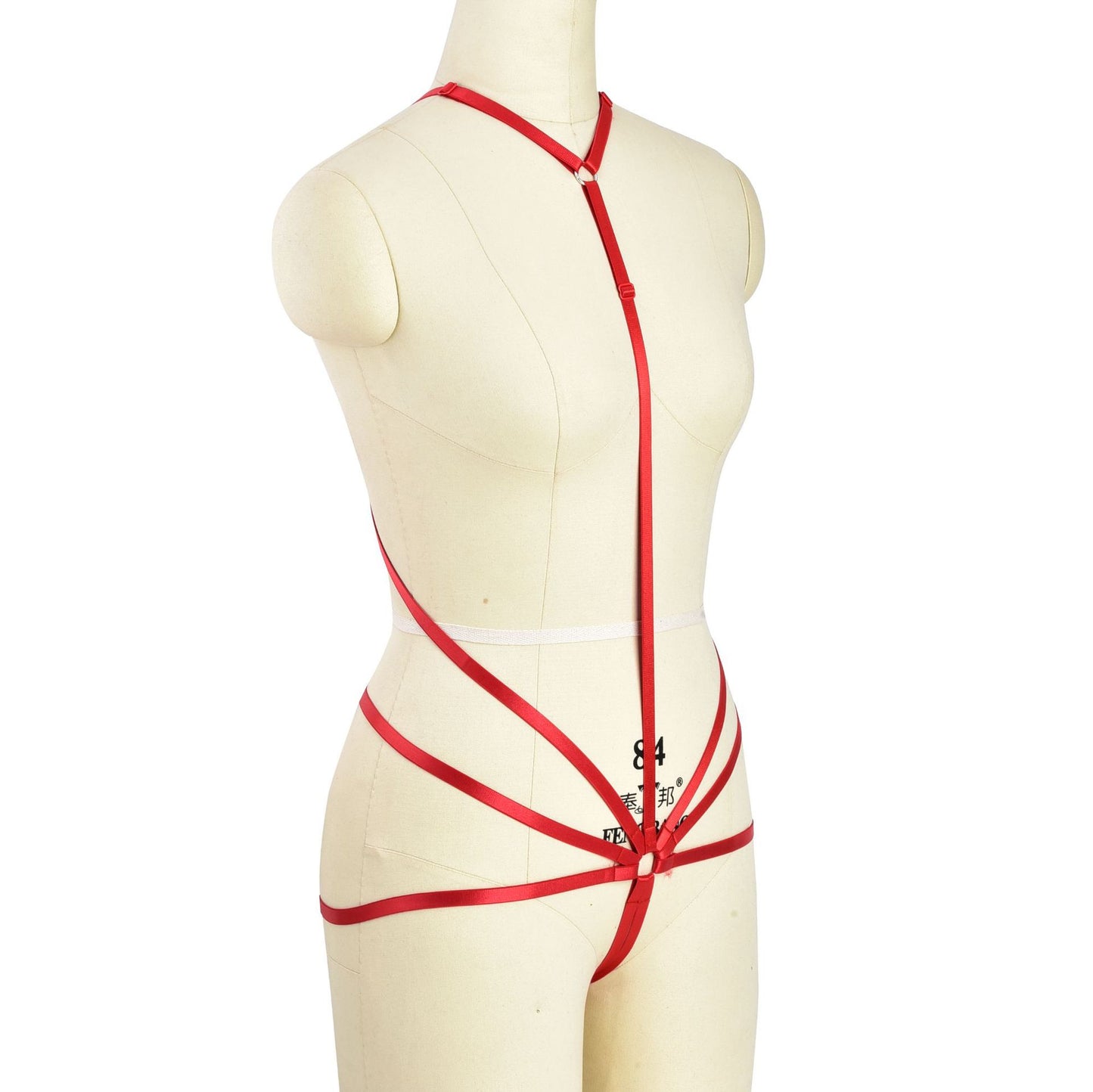 White Red Bodysuit Red Black Body Harness Lingerie Sexy Teddy