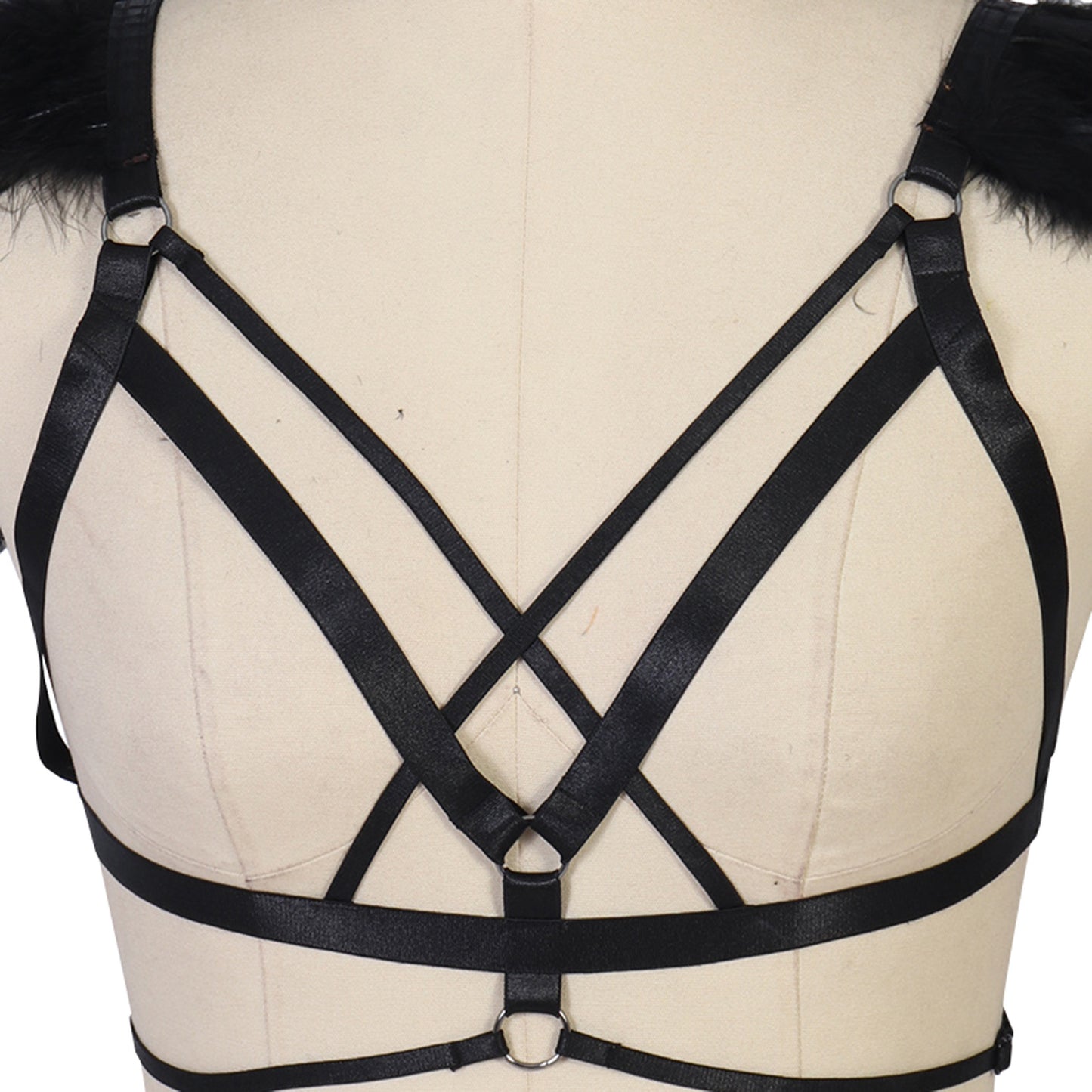 White Sexiest Bra Strapy Bdsm Harness Lingerie Feather Bra