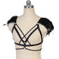 White Sexiest Bra Strapy Bdsm Harness Lingerie Feather Bra