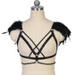 White Sexiest Bra Strapy Bdsm Harness Lingerie Feather Bra