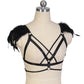 White Sexiest Bra Strapy Bdsm Harness Lingerie Feather Bra