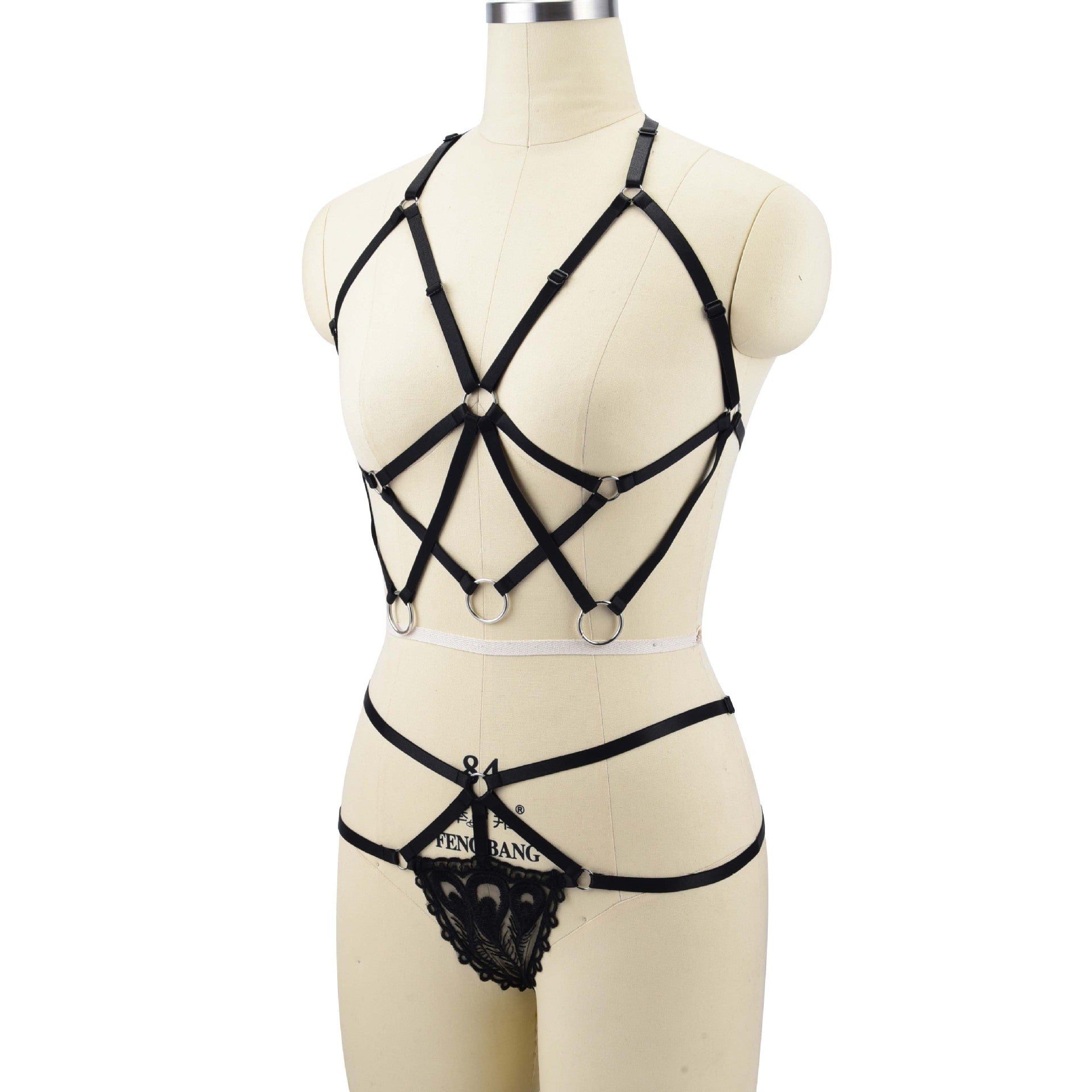 White Sexy Blonde Lingerie Set Wife Black Body Harness Lingerie Hot Bra Panties