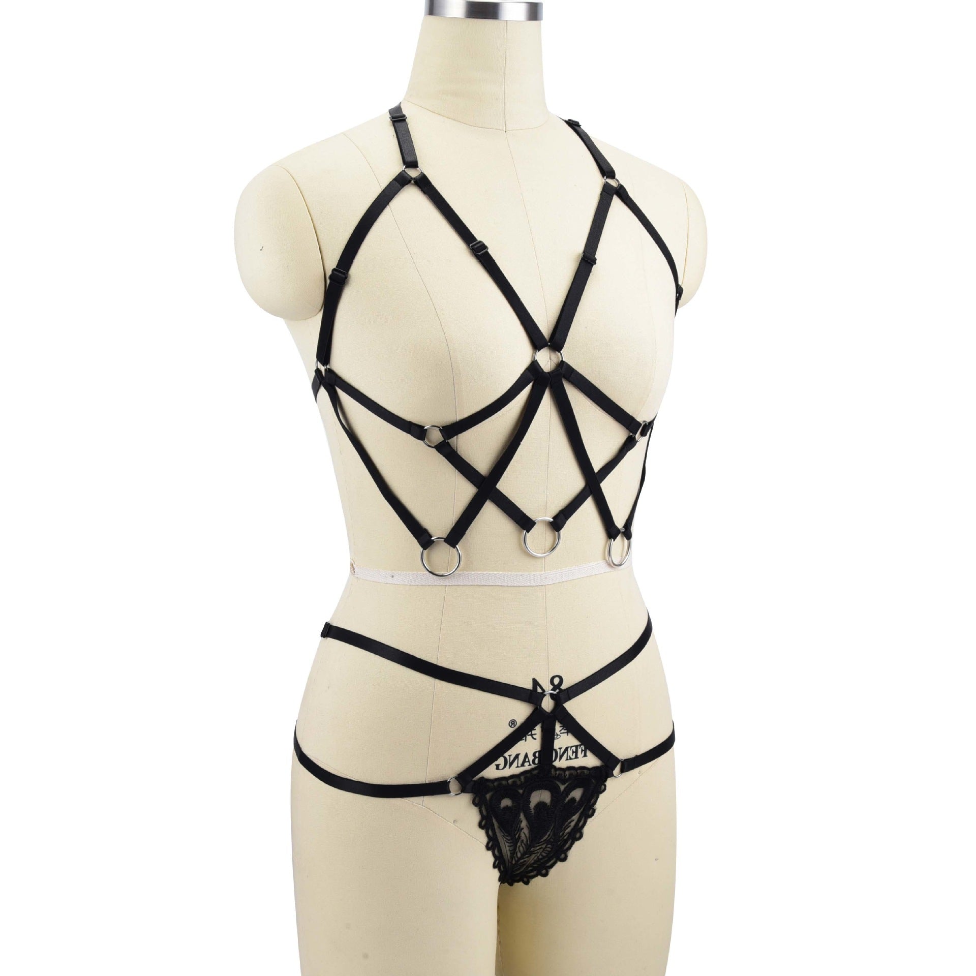 White Sexy Blonde Lingerie Set Wife Black Body Harness Lingerie Hot Bra Panties