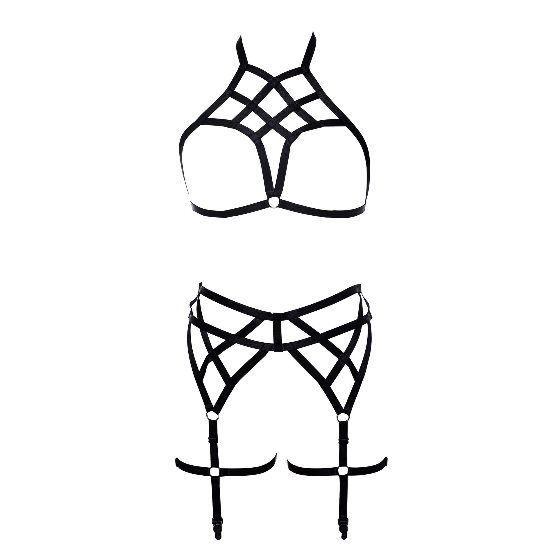 White Sexy Latina Lingerie Set Chubby Bdsm Lingerie Harness Wife Bra Panties