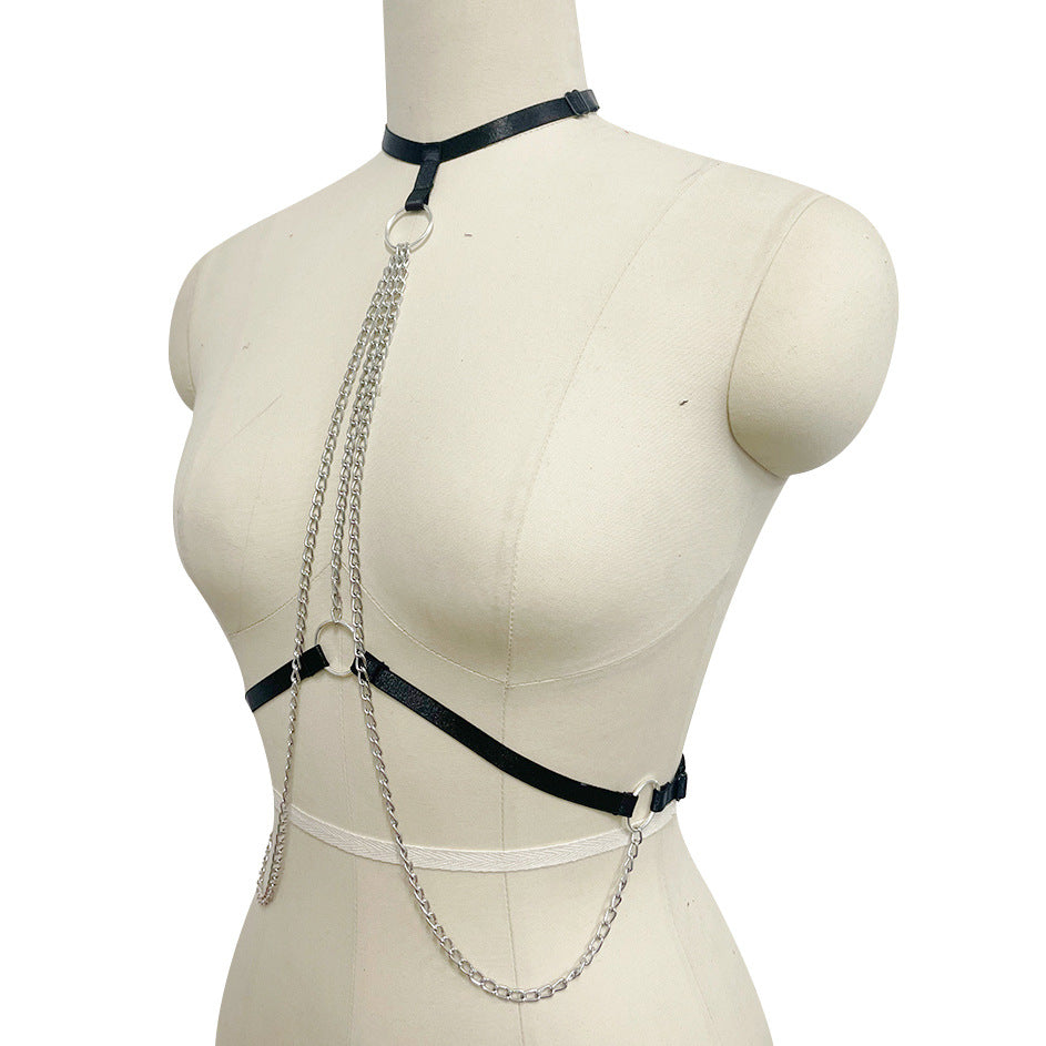 White Sexy No Bra Extreme Bondage Harness Lingerie