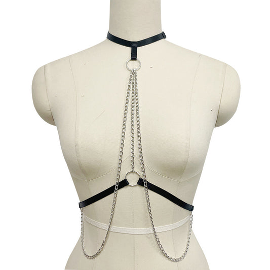 White Sexy No Bra Extreme Bondage Harness Lingerie