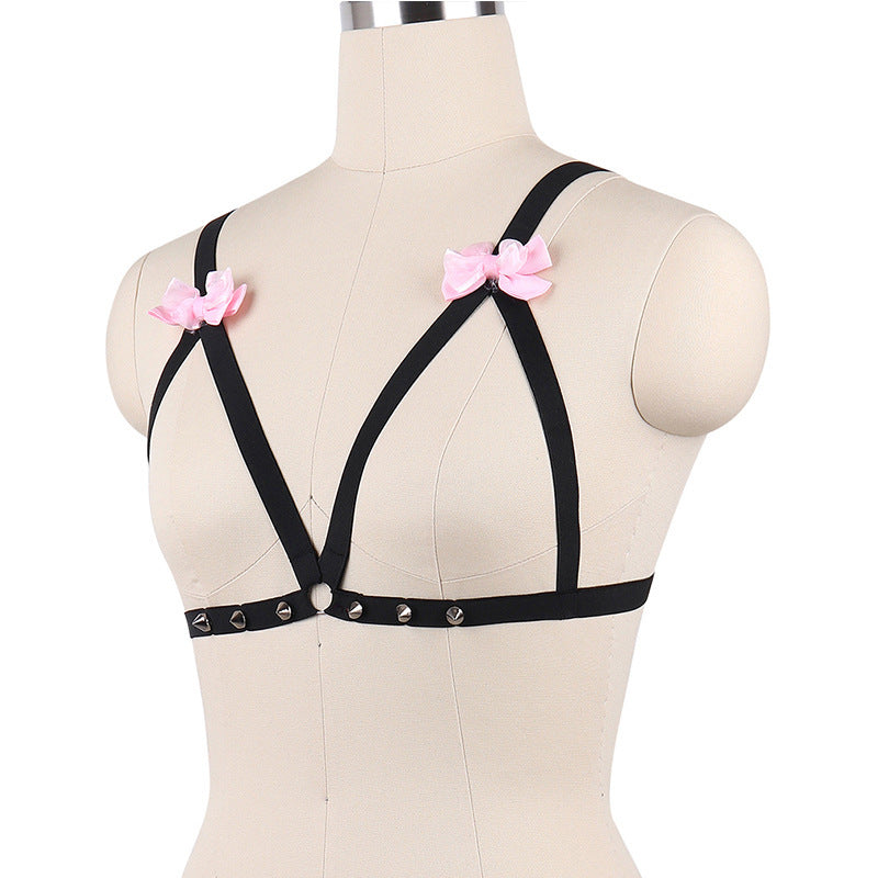 White Sexy No Bra Strapy Body Harness Lingerie