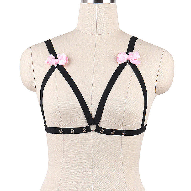 White Sexy No Bra Strapy Body Harness Lingerie