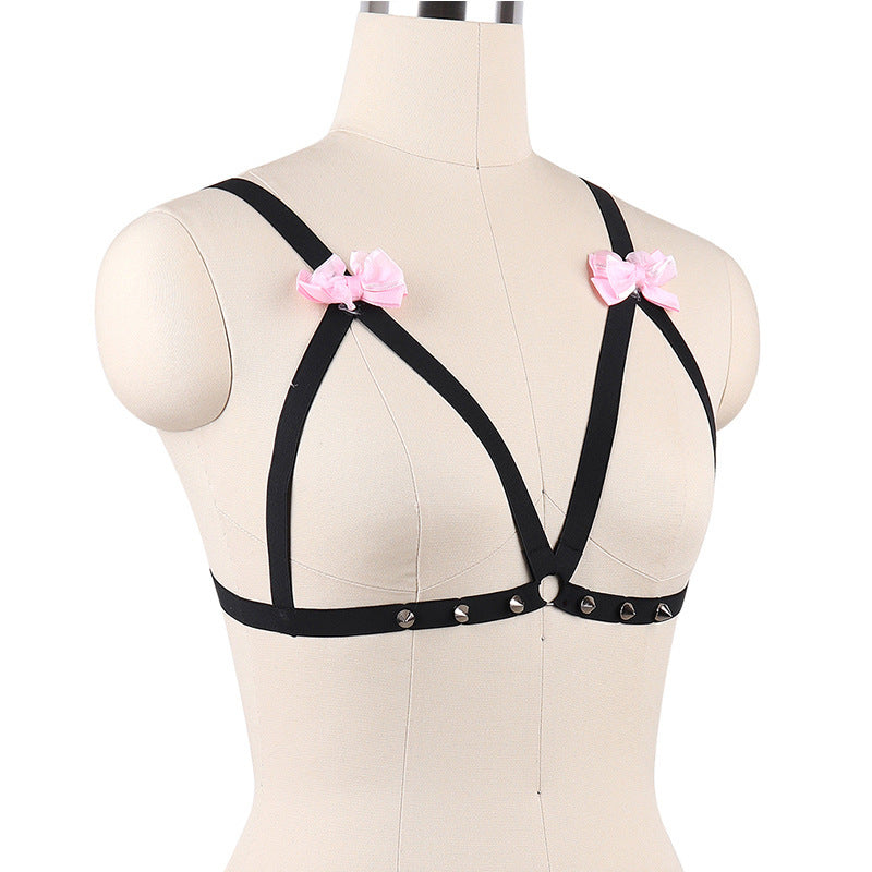 White Sexy No Bra Strapy Body Harness Lingerie