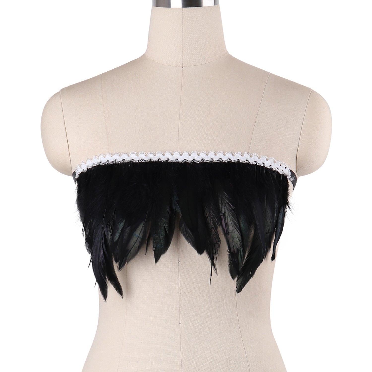 White Sexy No Bra Strapy Body Harness Lingerie Feather Bra