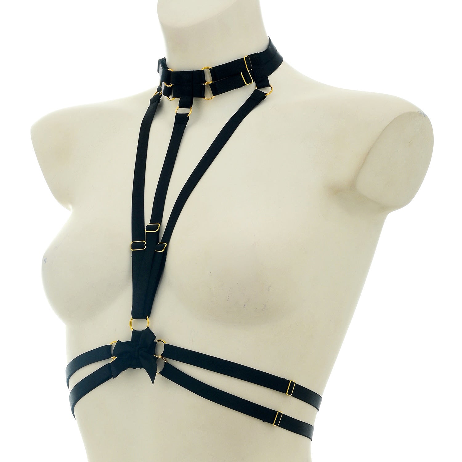 White Strappy Bra Extreme Black Body Harness Lingerie