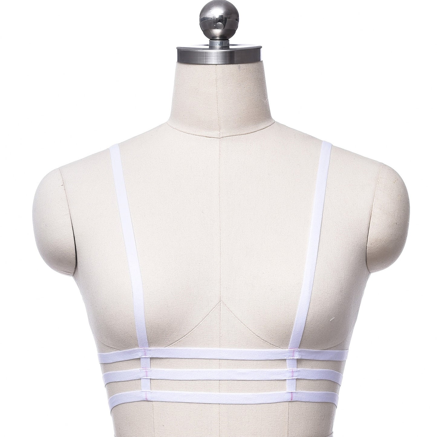 White Strappy Bra Extreme Black Body Harness Lingerie