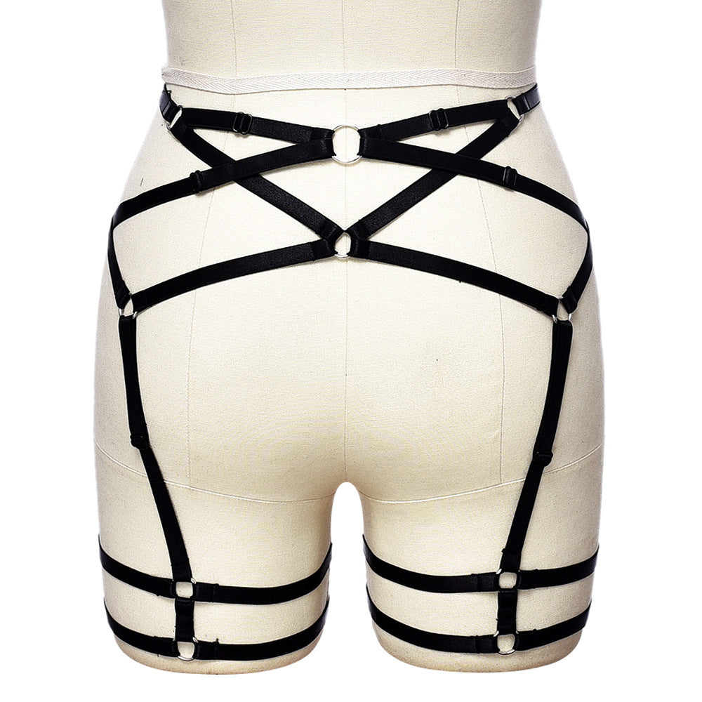 White Wife In Garter Belt Extreme Body Harness Lingerie