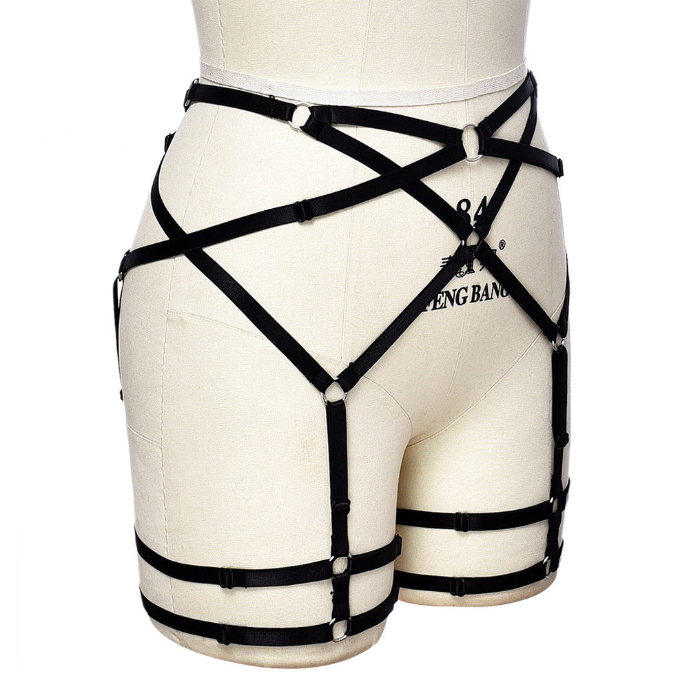 White Wife In Garter Belt Extreme Body Harness Lingerie