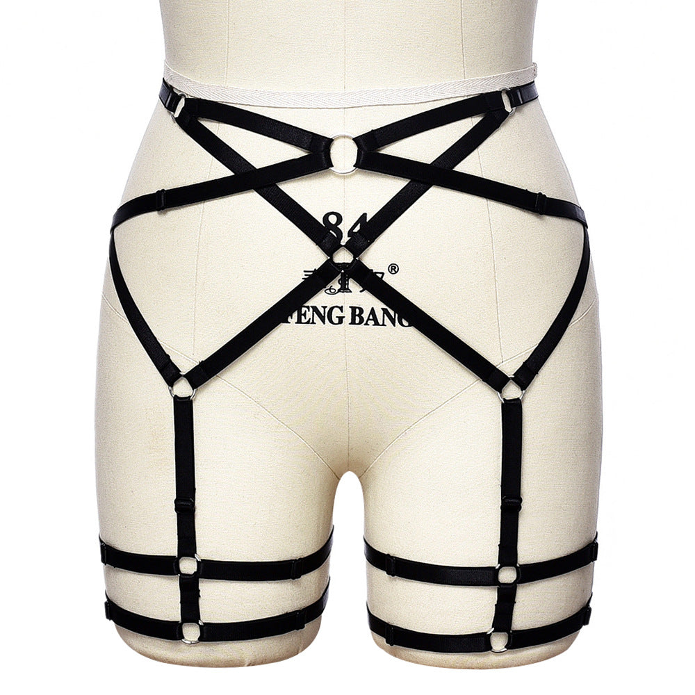 White Wife In Garter Belt Extreme Body Harness Lingerie