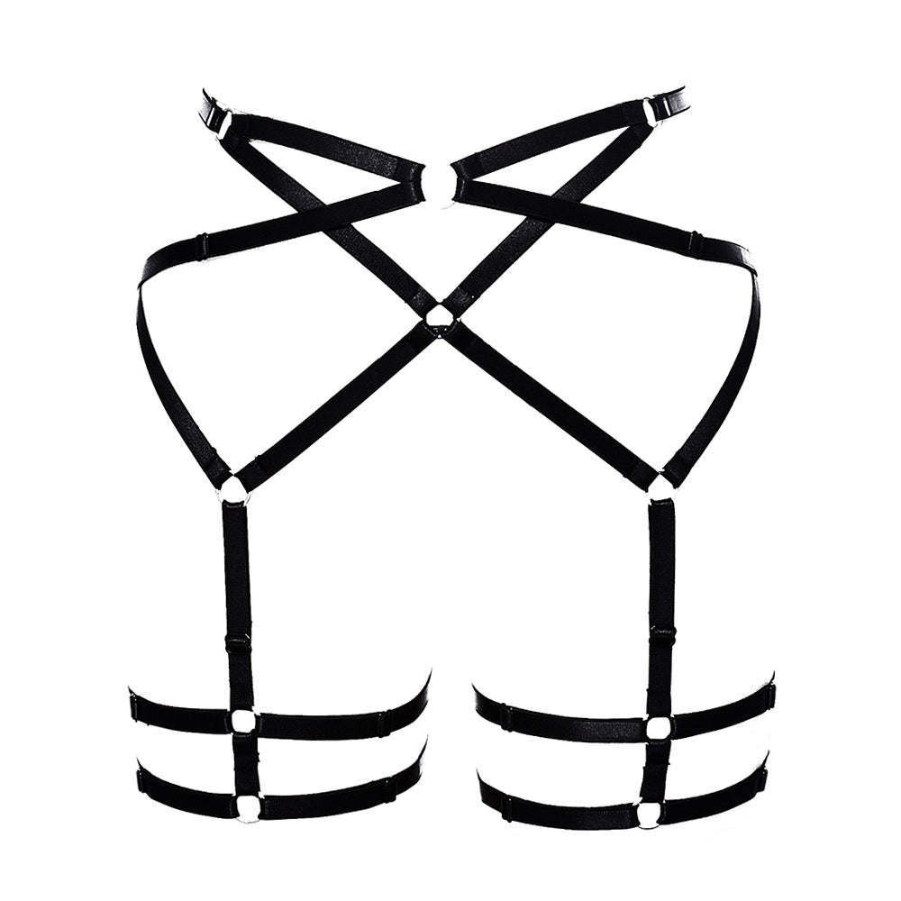 White Wife In Garter Belt Extreme Body Harness Lingerie