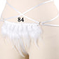 White Women's Crotchless Panties Strapy Strappy Harness Lingerie Feather Thong