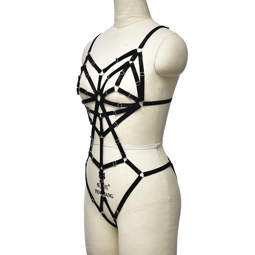 White Womens Black Bodysuit Sex Sexy Harness Lingerie Chubby Teddy