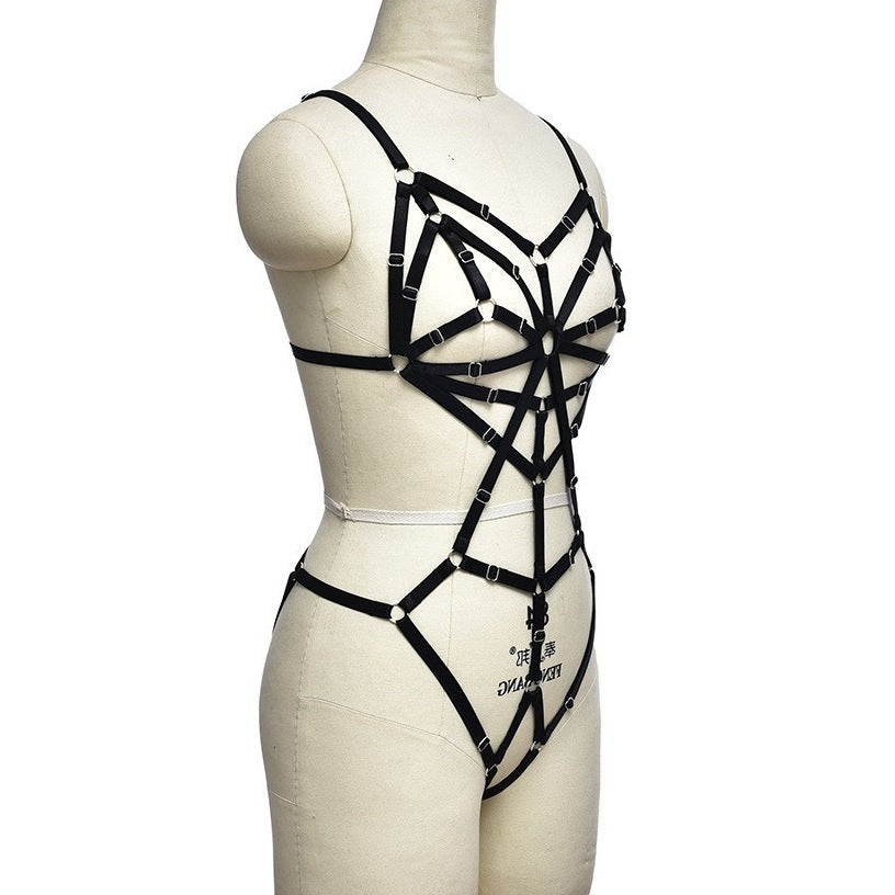 White Womens Black Bodysuit Sex Sexy Harness Lingerie Chubby Teddy