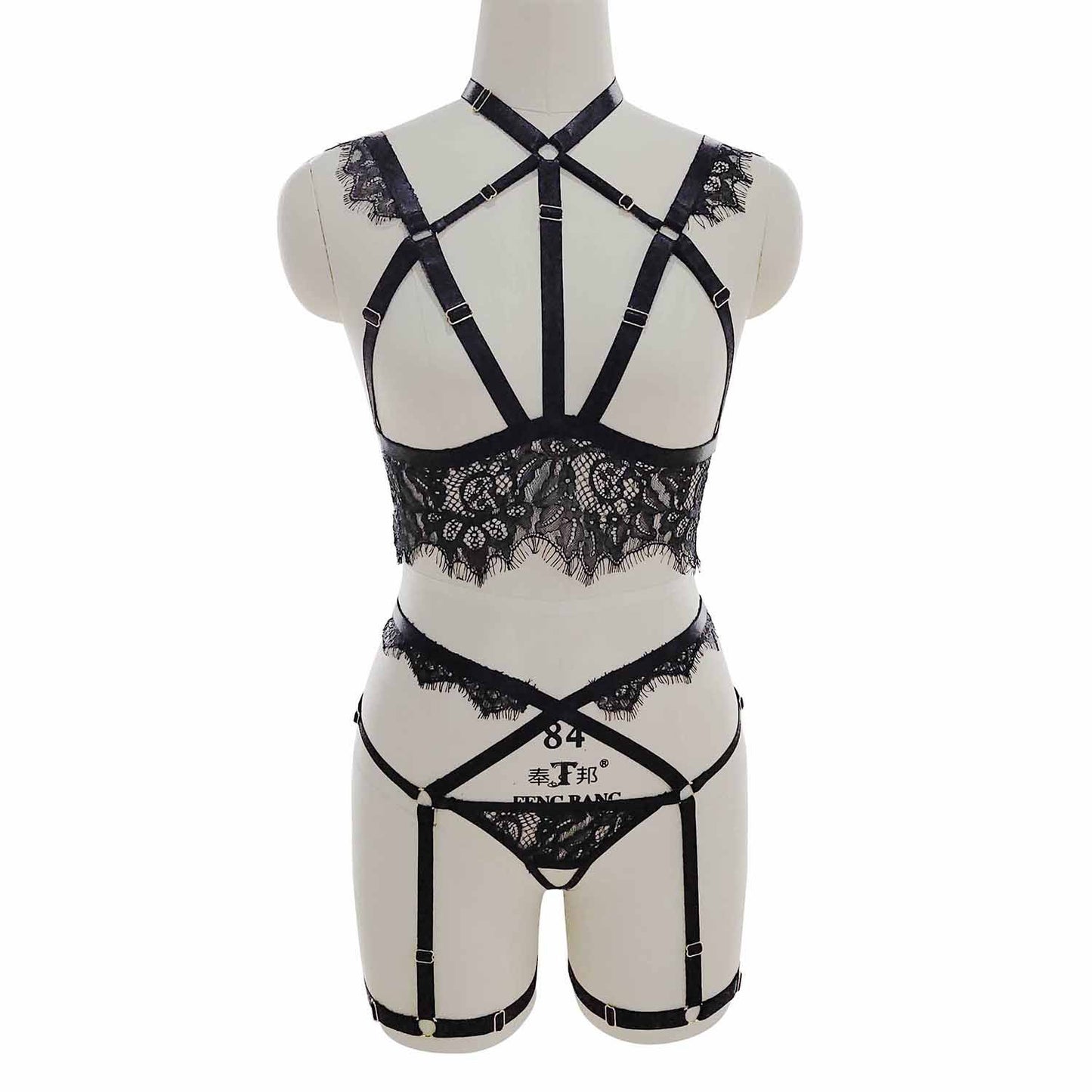 Wife Sexy Crotchless Lingerie Set Slutty Body Harness Lingerie Sex Bra Panties