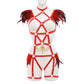 Women  Bodysuit Intimate Bdsm Lingerie Harness Feather Bra Panties