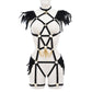 Women  Bodysuit Intimate Bdsm Lingerie Harness Feather Bra Panties