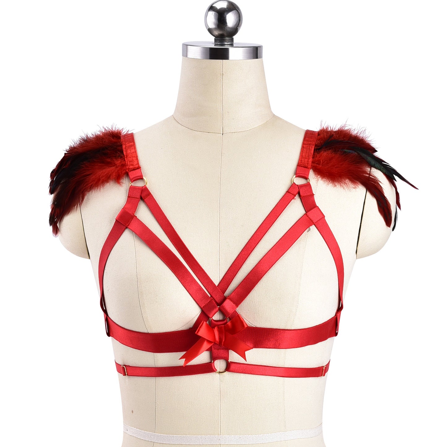 Women  Bra Straps Slutty Bdsm Lingerie Harness Feather Bra