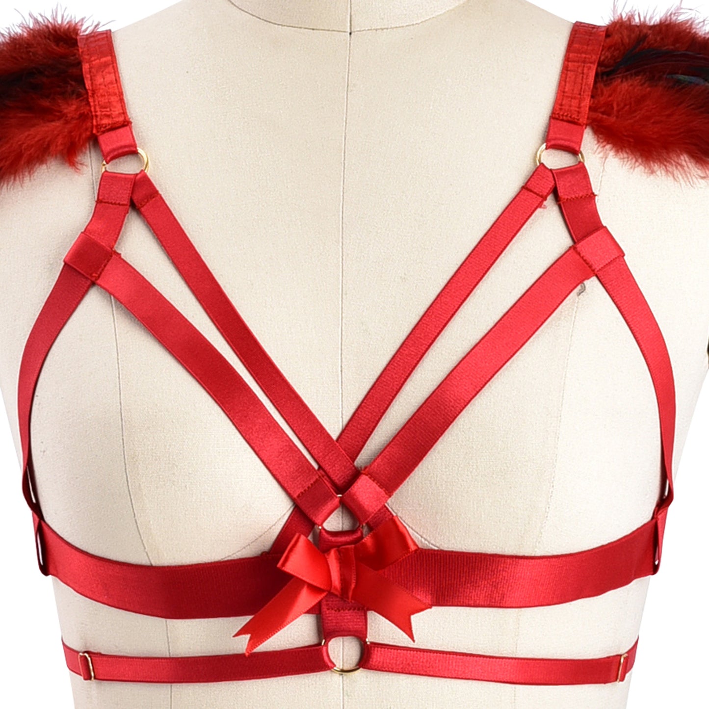 Women  Bra Straps Slutty Bdsm Lingerie Harness Feather Bra