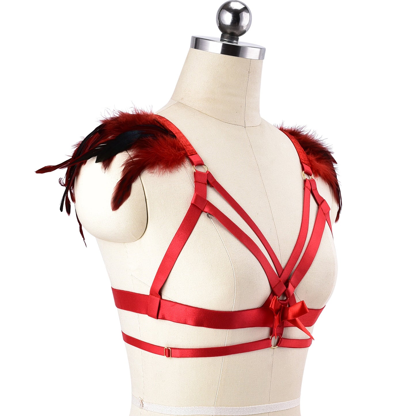 Women  Bra Straps Slutty Bdsm Lingerie Harness Feather Bra