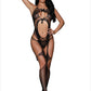 Women  Lace Bodystocking Revealing Mesh See Through Lingerie sheer Bodysuit