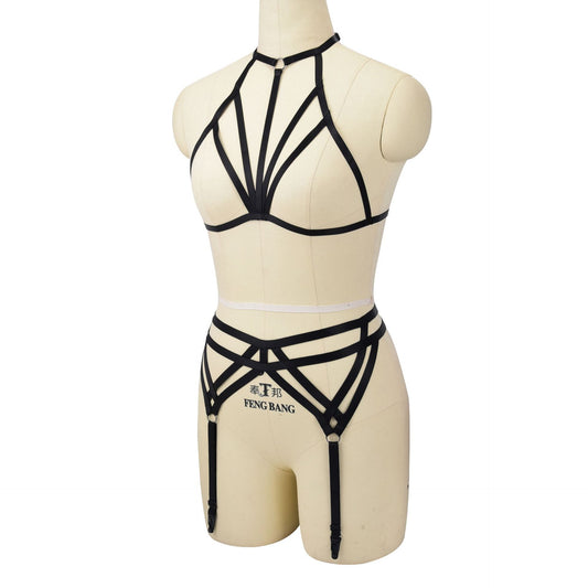 Women Sexy Blonde Lingerie Set Naughty Bdsm Lingerie Harness Nasty Bra Panties