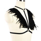 Women  Sexy No Bra Slutty Body Harness Lingerie Feather Bra