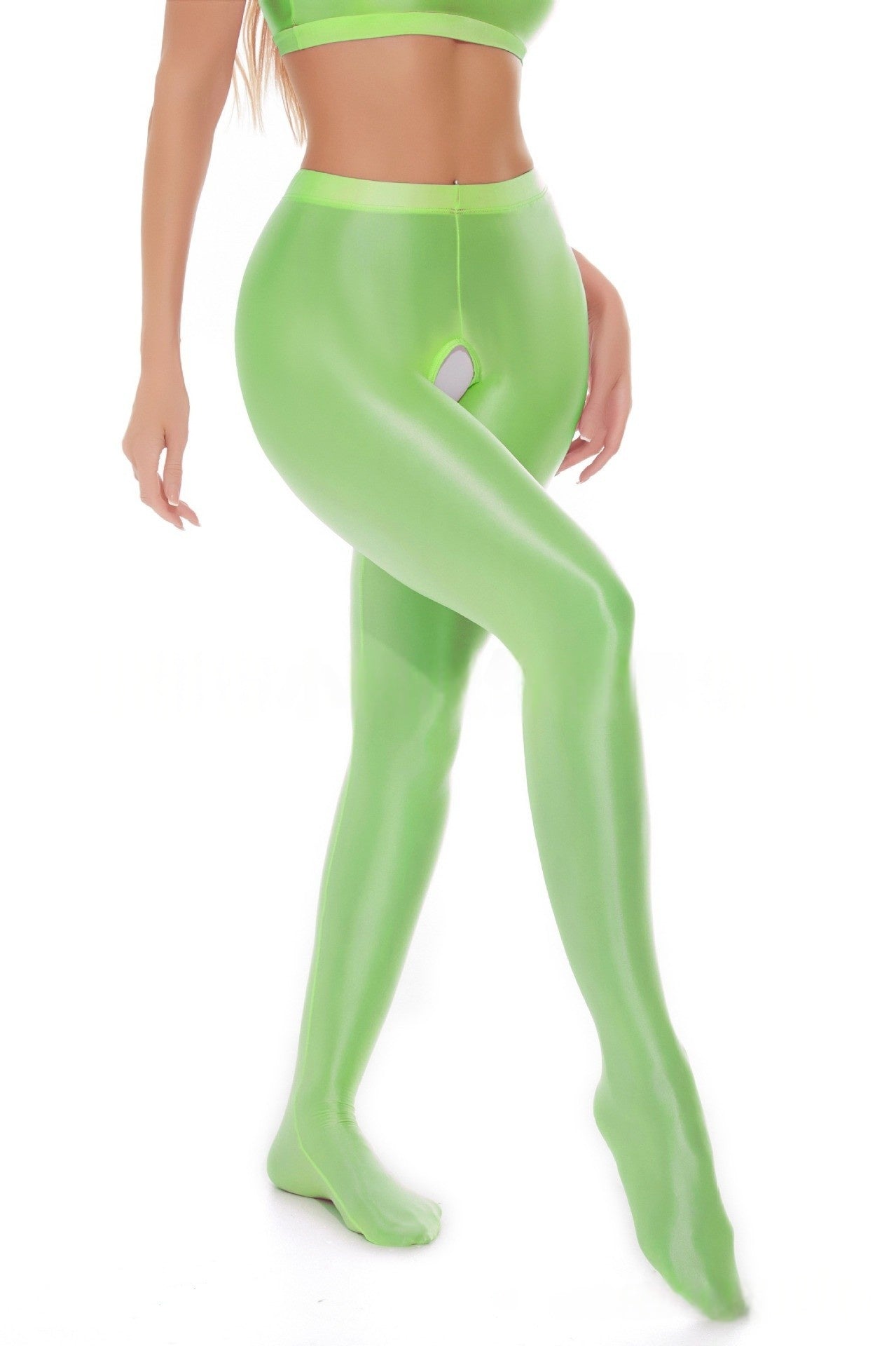 Glossy Crotchless Tights